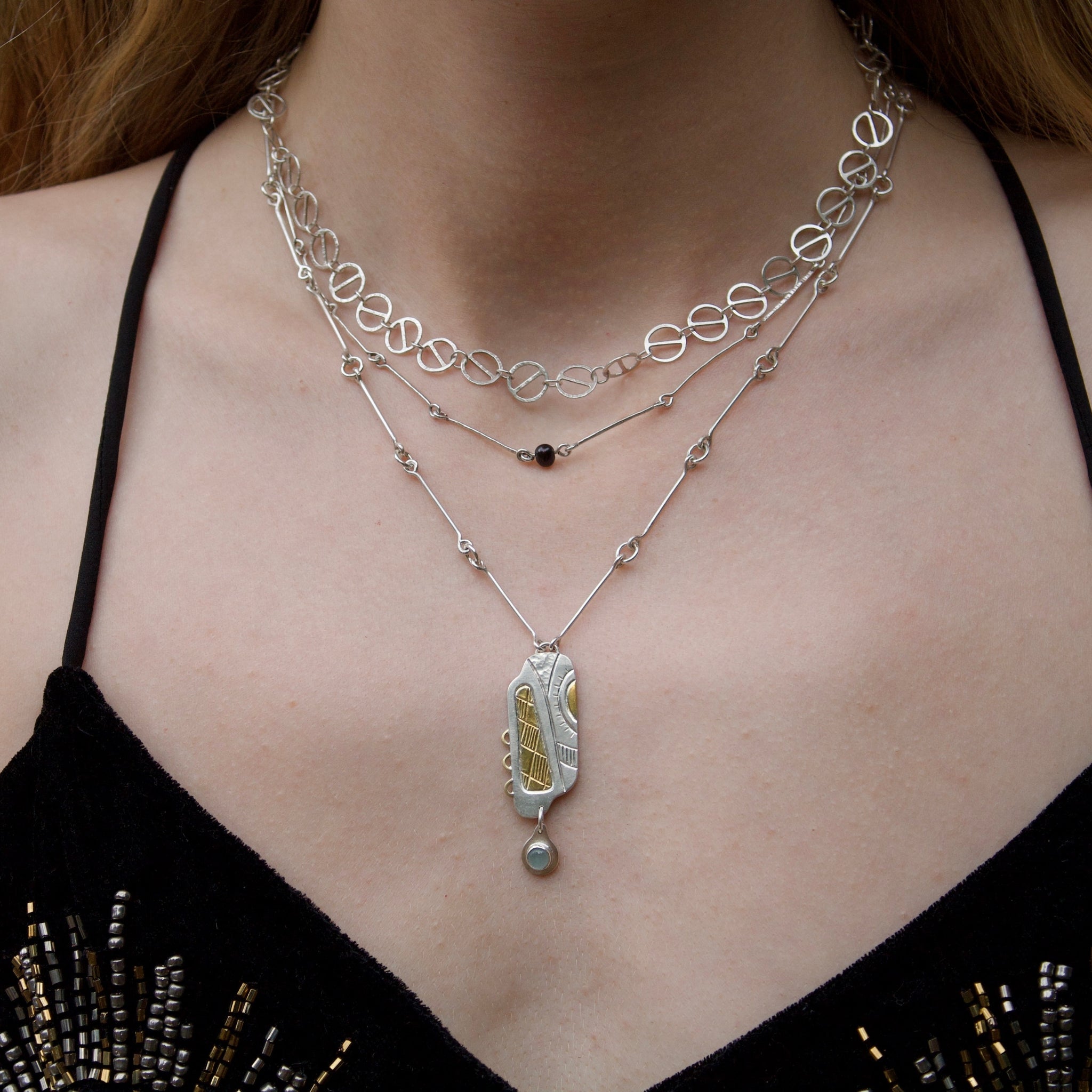Sterling Silver Sand Necklace with Gold-Plating